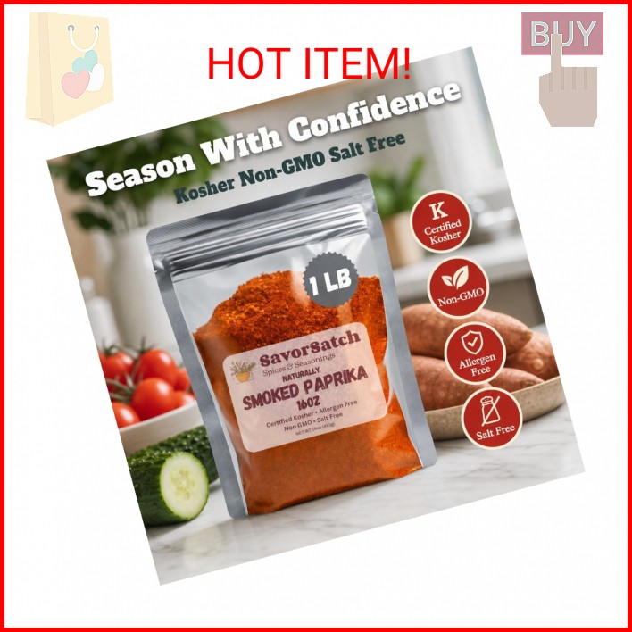 SavorSatch Smoked Paprika – Naturally Smoked Sweet Paprika, Certified Kosher, 16
