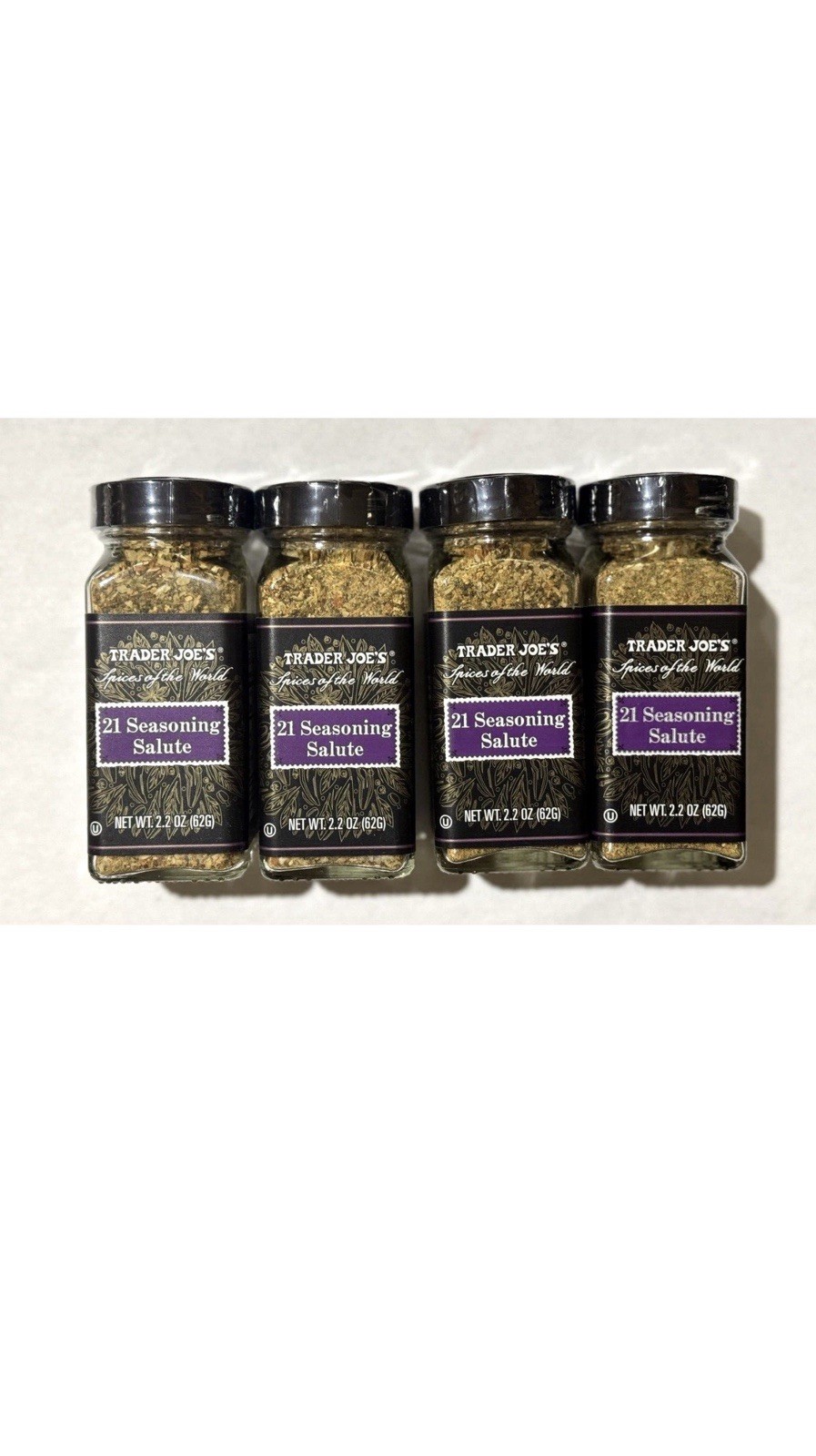 4 X Trader Joe’s Spices of the World 21 Seasoning Salute 2.2 oz ea Salt Free