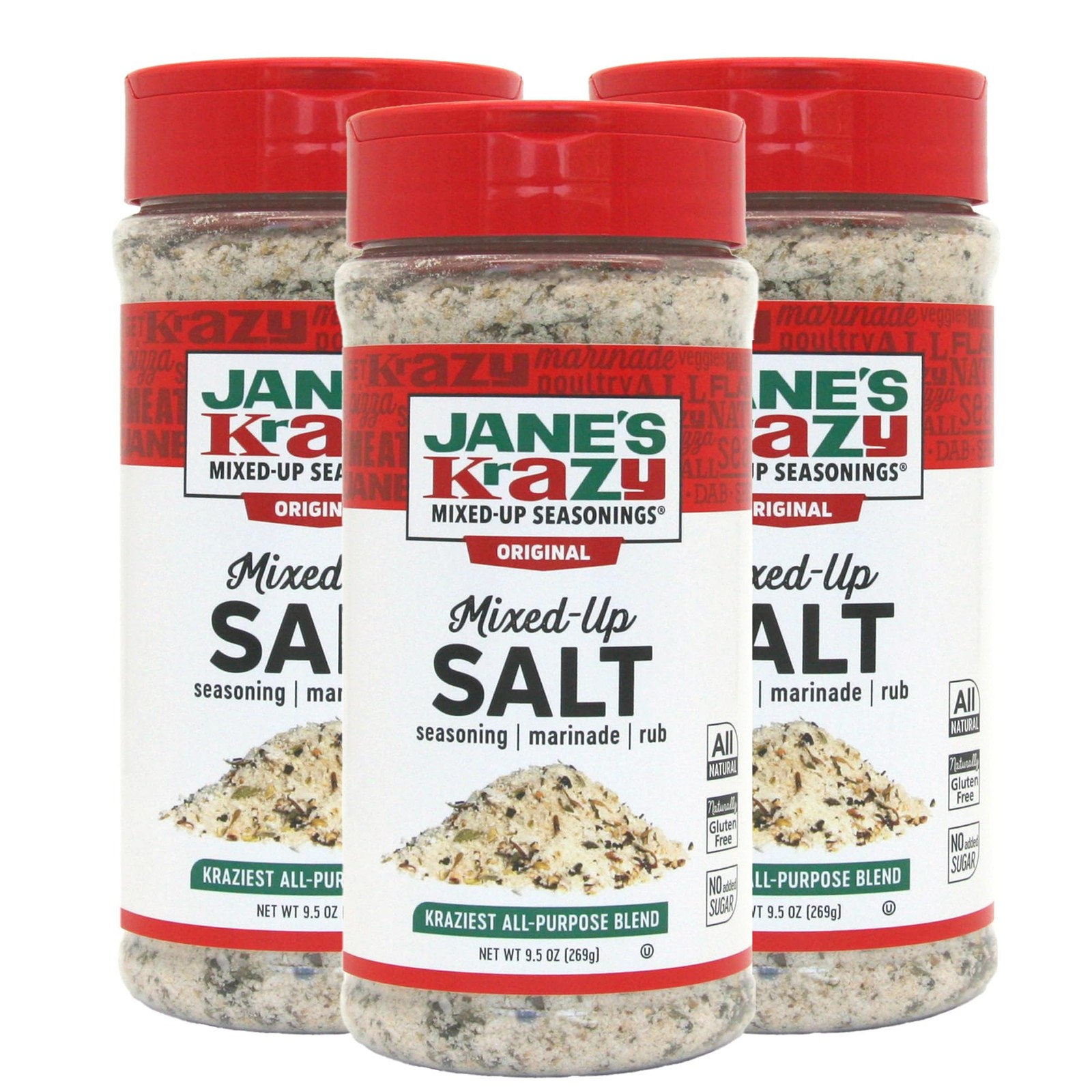 Jane’s Krazy Mixed-up Original Salt Blend 9.5 Oz (Pack Ounce of 3)
