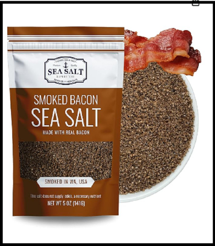 Bacon Salt Bacon Seasoning Smoked over Alderwood Fine Grain Sea Salt 5 oz Pou…