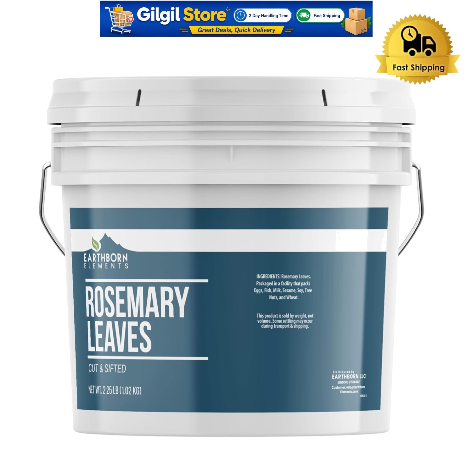 Cut & Sifted Rosemary Leaves – 1 Gallon Bucket, Pure Culinary Herb