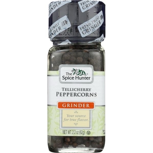 The Spice Hunter Tellicherry Peppercorns Grinder, 2.2-Ounce Jar