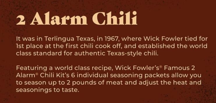 Wick Fowler’s 2-Alarm Chili Kit, Texas Style 3.3 Ounce (Pack of 2)