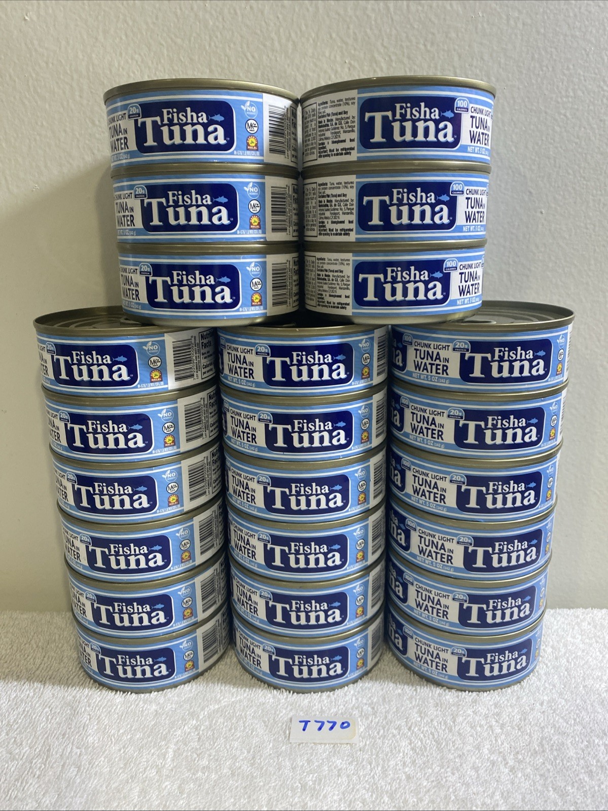 Lot of 24 Cans FISHA Chunk Light TUNA In Water, BB Nov/2030, ( T770)