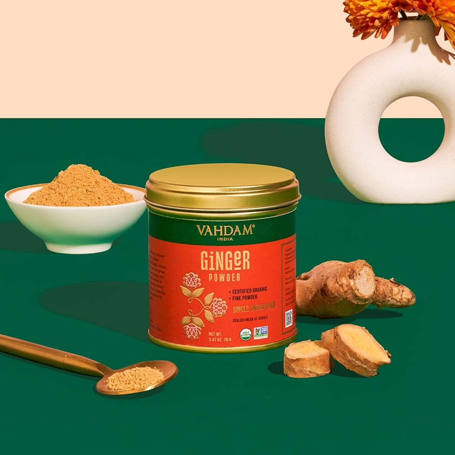 VAHDAM Organic Ginger Powder Spice, 2.47 oz | USDA Organic Ground Ginger Root…
