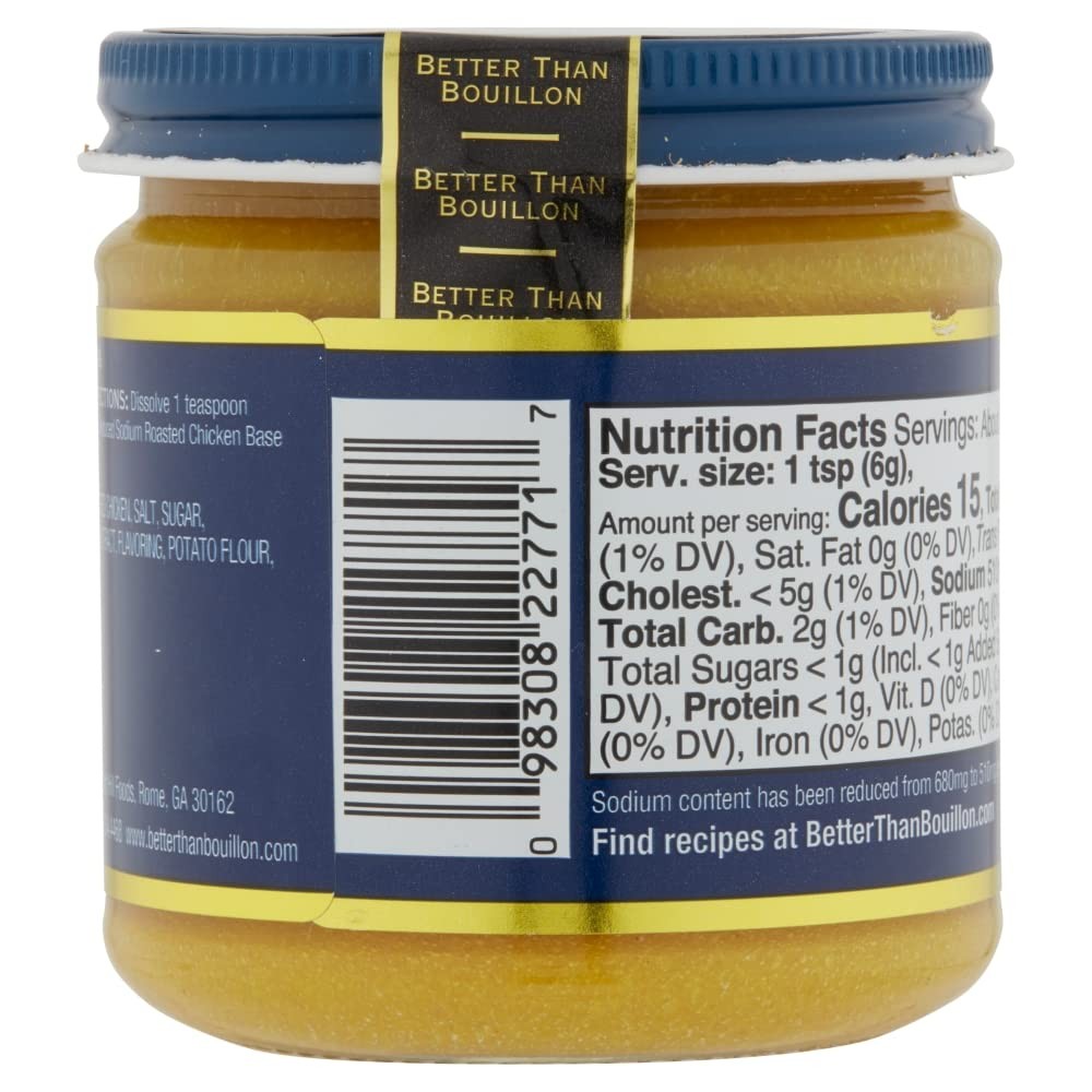 Reduced Sodium Roasted Chicken Base 8 oz Jar for Cooking & Flavoring