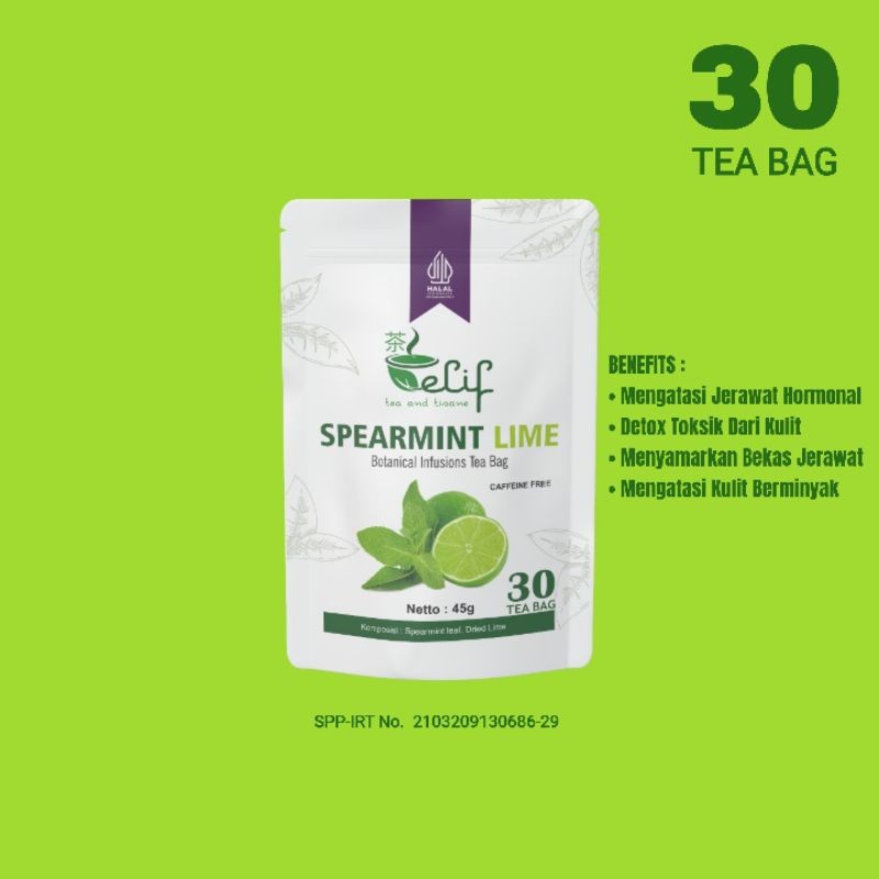 Spearmint Lime Tea 45g 30 Tea Bags Herbal Infusion For Daily Ritual Botanical