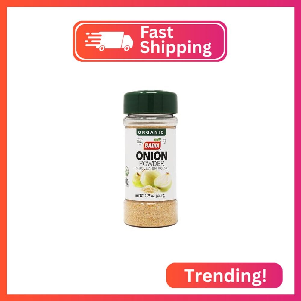 Badia Organic Onion Powder 1.75 oz – Finely Ground Dehydrated Onion for Cooking,