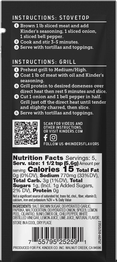 Kinder’s The Fajita Blend Seasoning – 1 oz