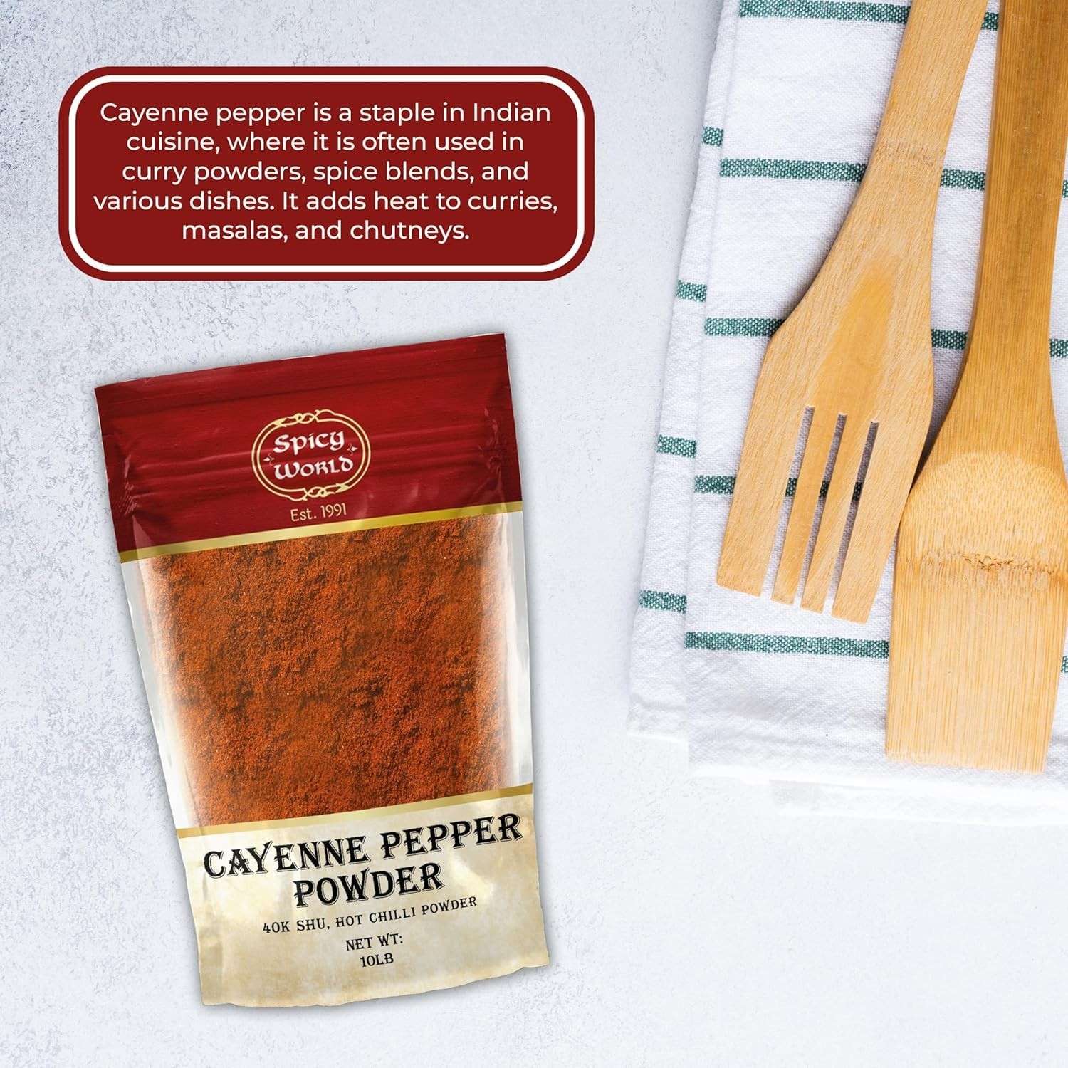 Cayenne Pepper Powder Ground Chili Pepper 10 Pound Bulk Bag – 40K SHU, Hot Ch…