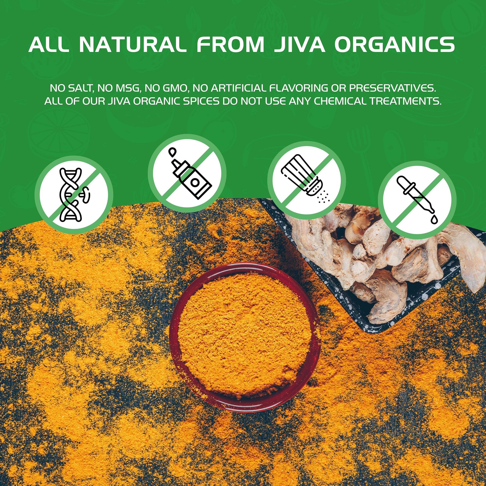 Organic Turmeric Powder 1 Pound Jar by Jiva 1 (Pack of 1), Yellow