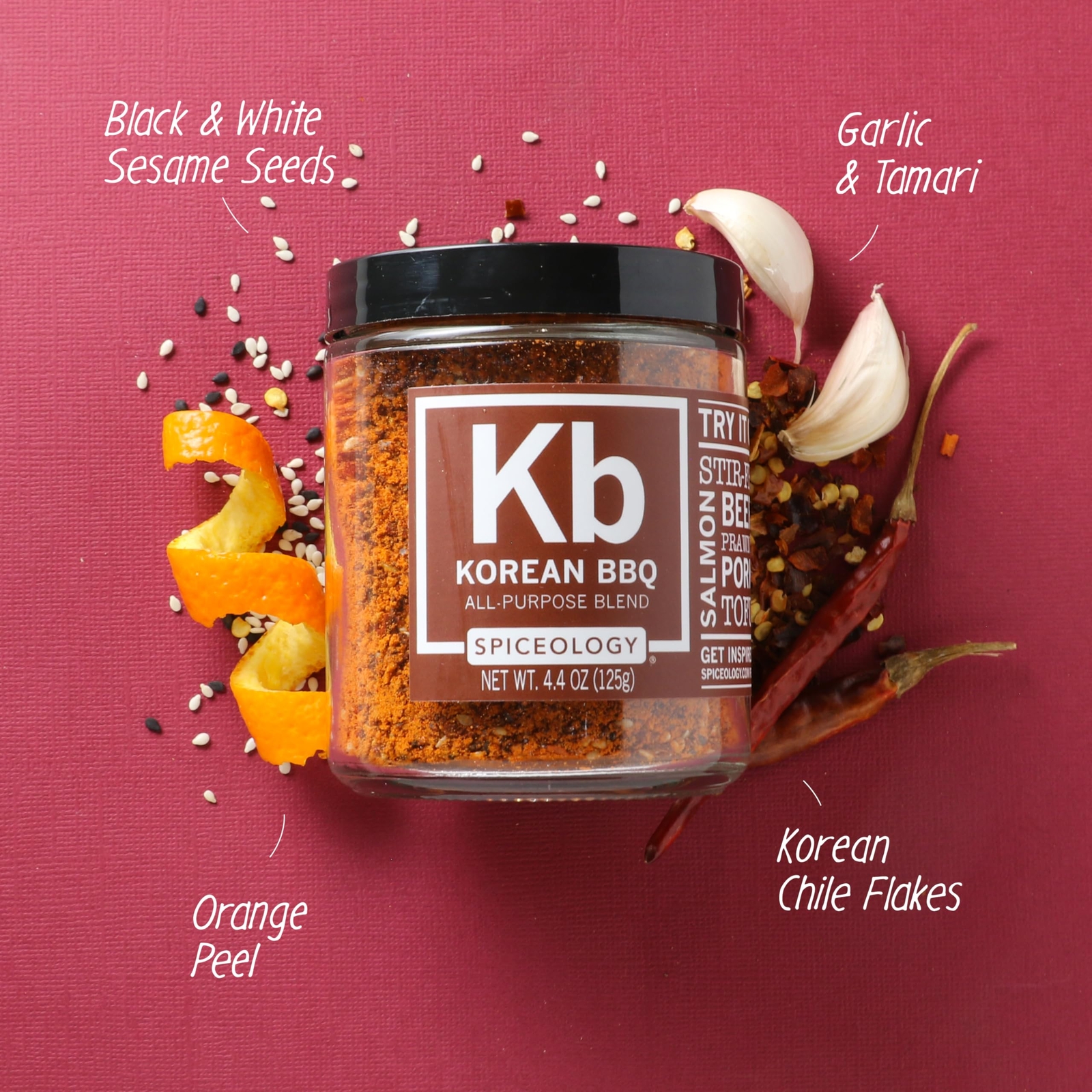 Spiceology Korean BBQ Rub 4.4 oz All Purpose Grilling Seasoning Glass Jar