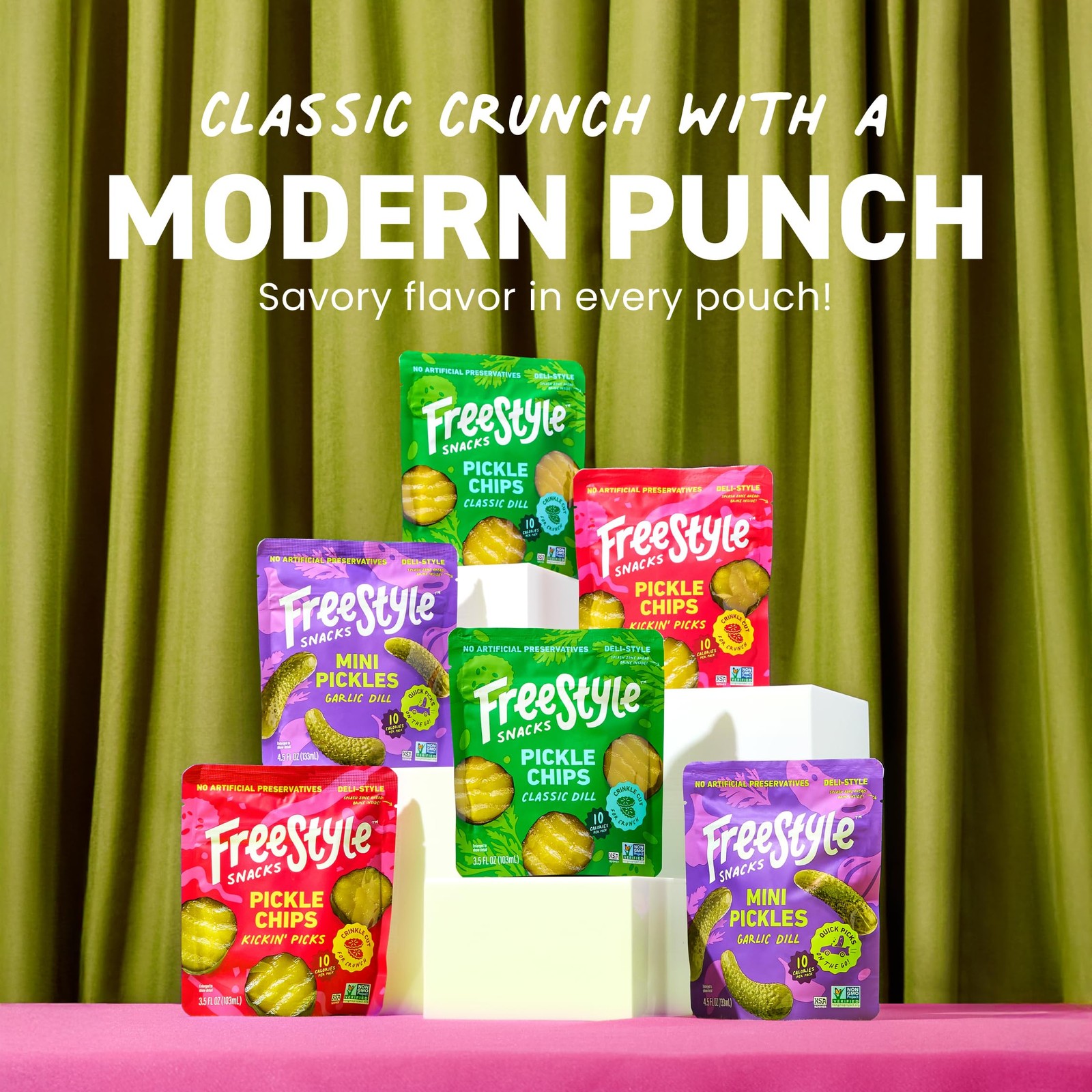 Pickle Variety Snack Packs 3 Flavors of All Natural, FreshPacked DeliStyle P…