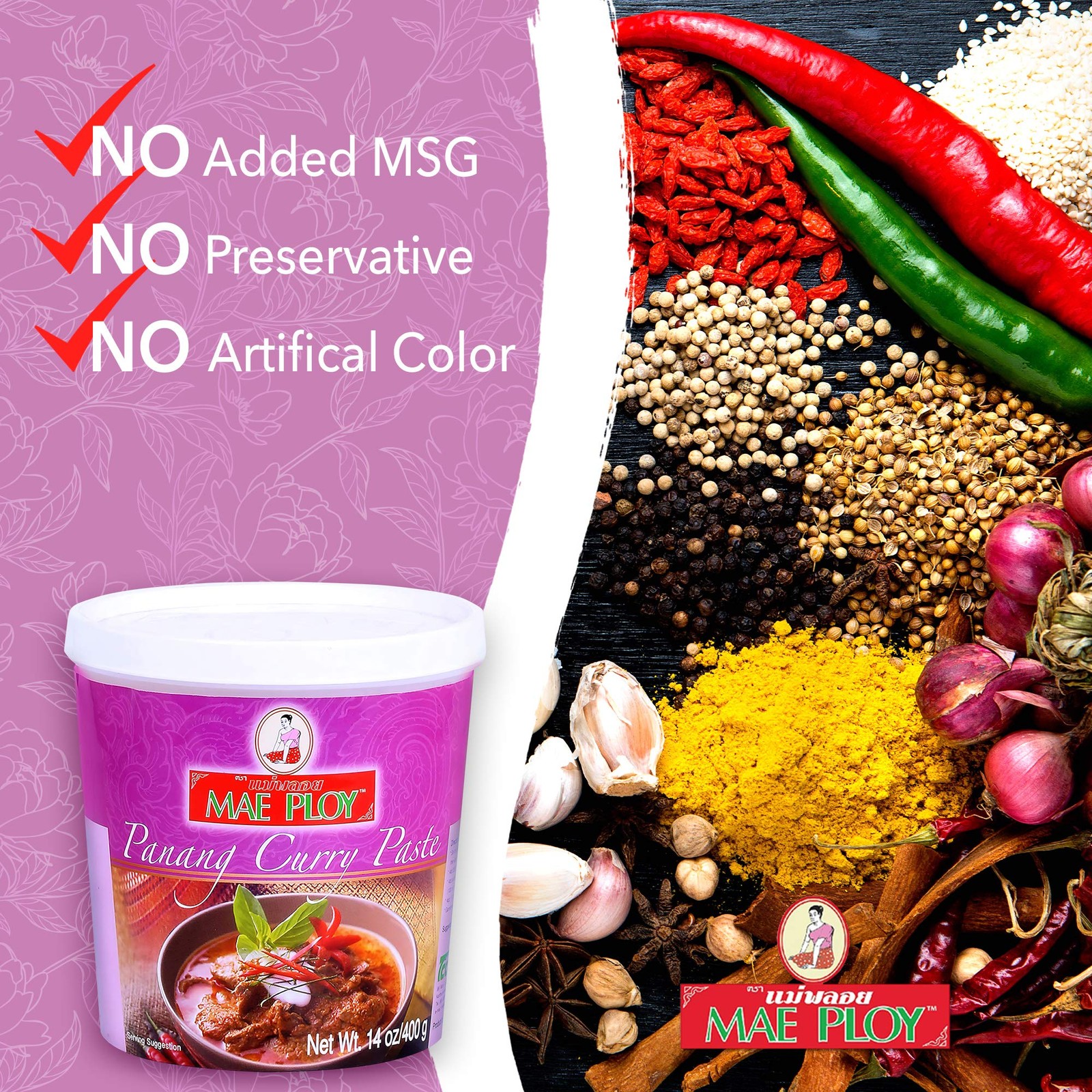 Mae Ploy Panang Curry Paste, Authentic Thai 14 Ounce (Pack of 1)