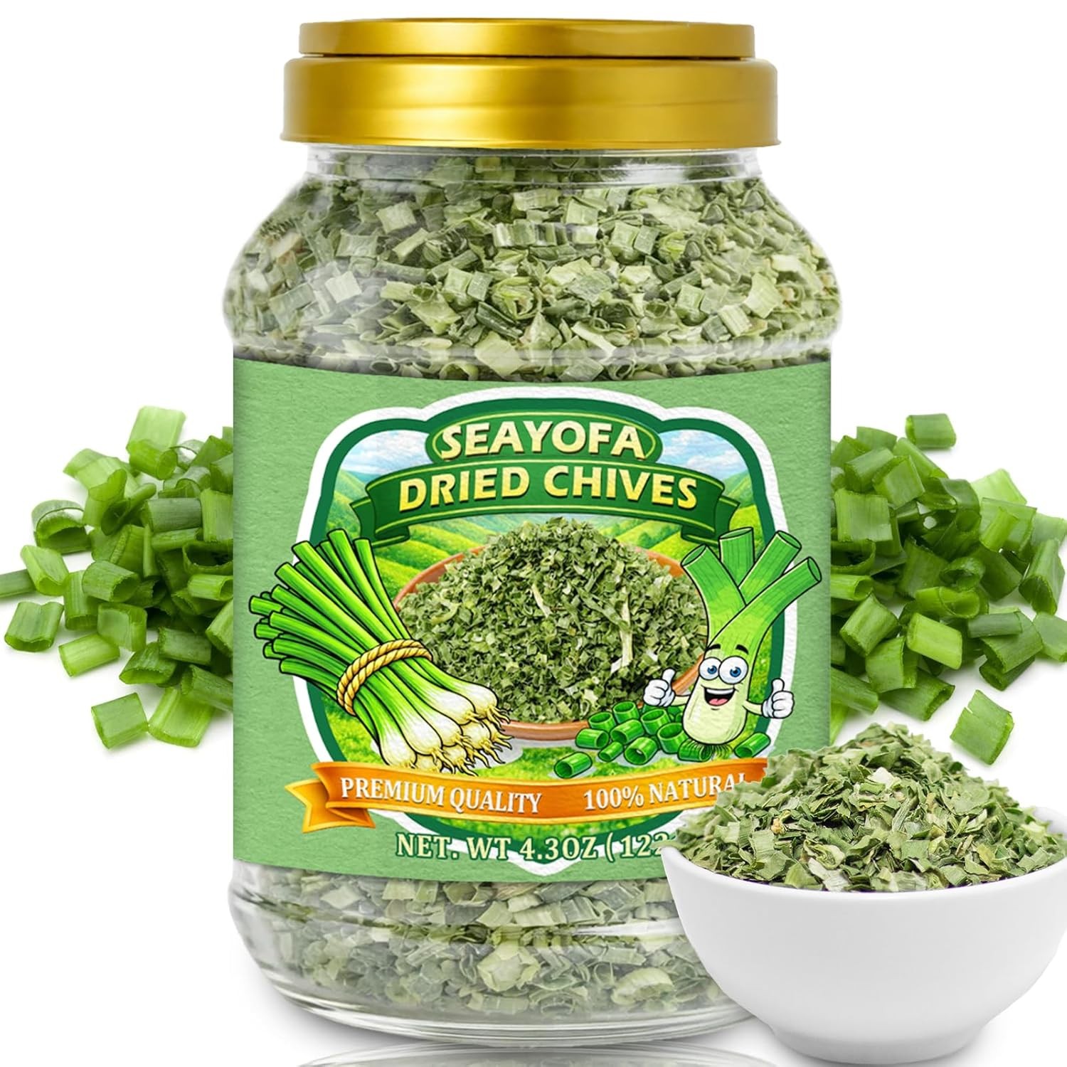 4.3 oz Premium Dried Chives Flakes Dehydrated Green Chives Seasoning Cooking