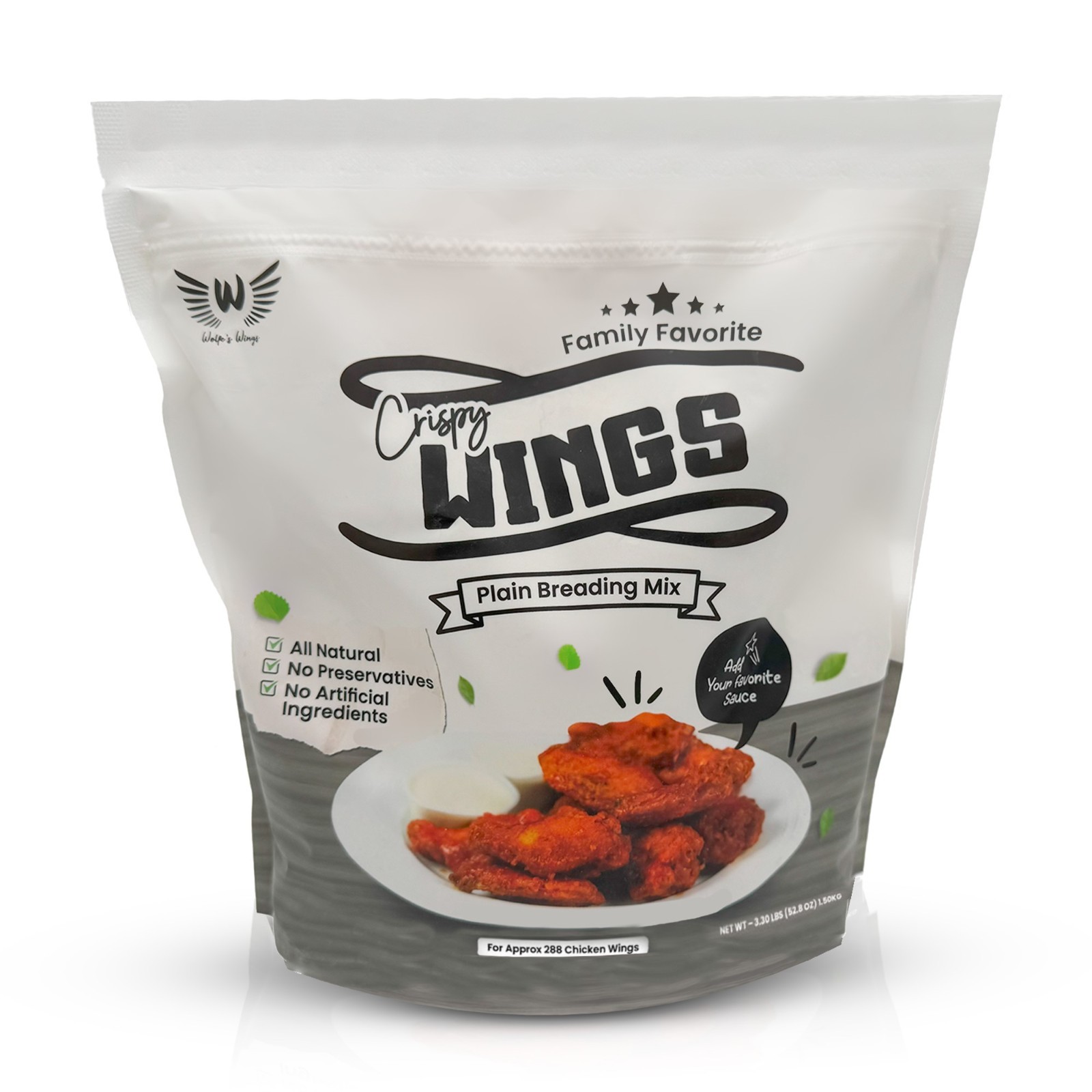 Wolfe’s Wings Crispy Chicken Fry Mix – All Natural, For Air & Oil Fry, 288 Wings