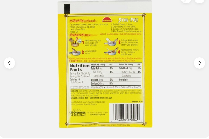 SunBird Stir-Fry 1 pack