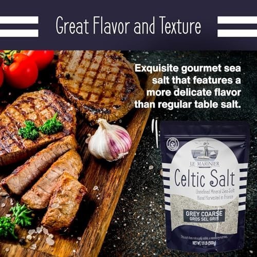 Organic Grey Coarse Sea Salt – 1.1lb (Pack of 2) – Mineral Rich, Unrefined, Natu