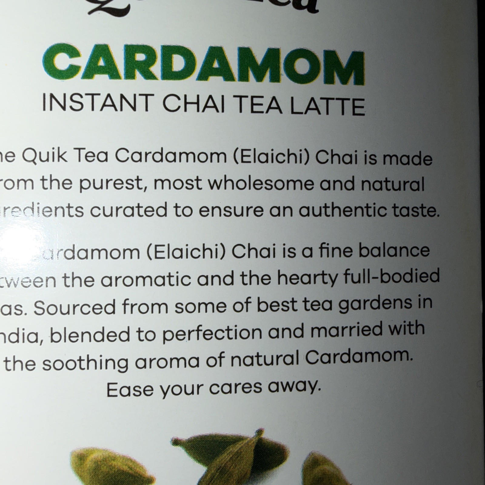 Quik Tea CARDAMOM CHAI TEA LATTE -2 Boxes- 20 Servings All Natural Preservative