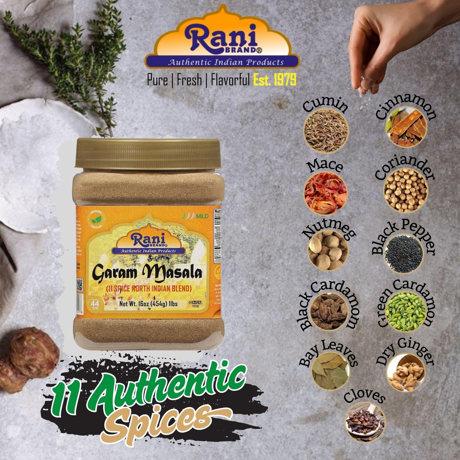 Rani Garam Masala Indian 11-Spice Blend 16oz (1lb) 454g PET Jar