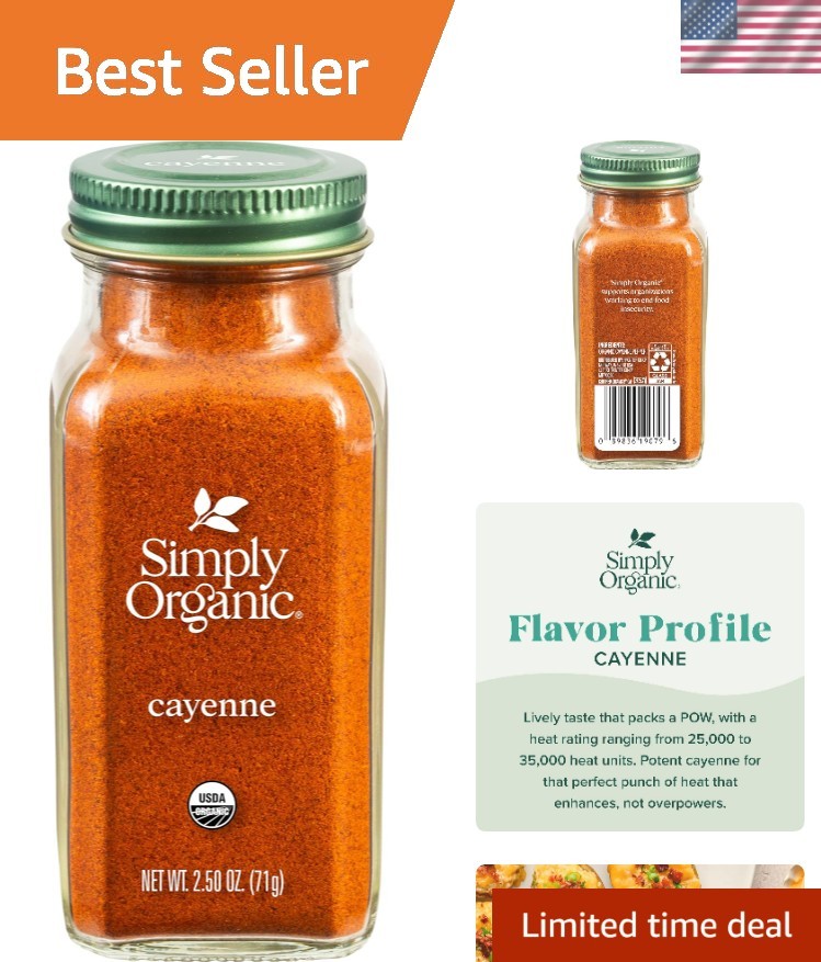 Cayenne Pepper, 2.50 Ounce, Pure, Organic Cayenne Peppers, No GMO’s, Kosher C…