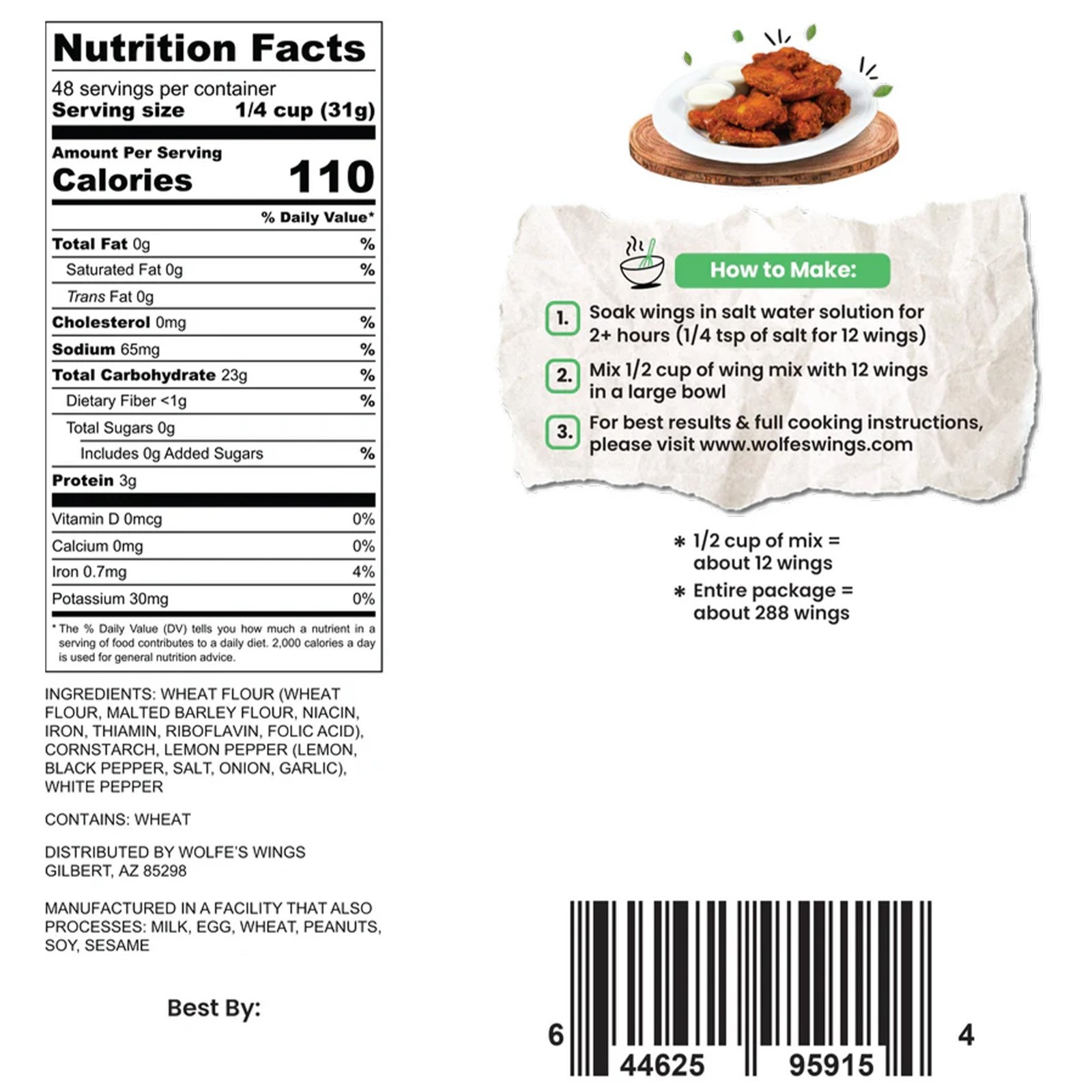 Wolfe’s Wings Crispy Chicken Fry Mix – All Natural, For Air & Oil Fry, 288 Wings
