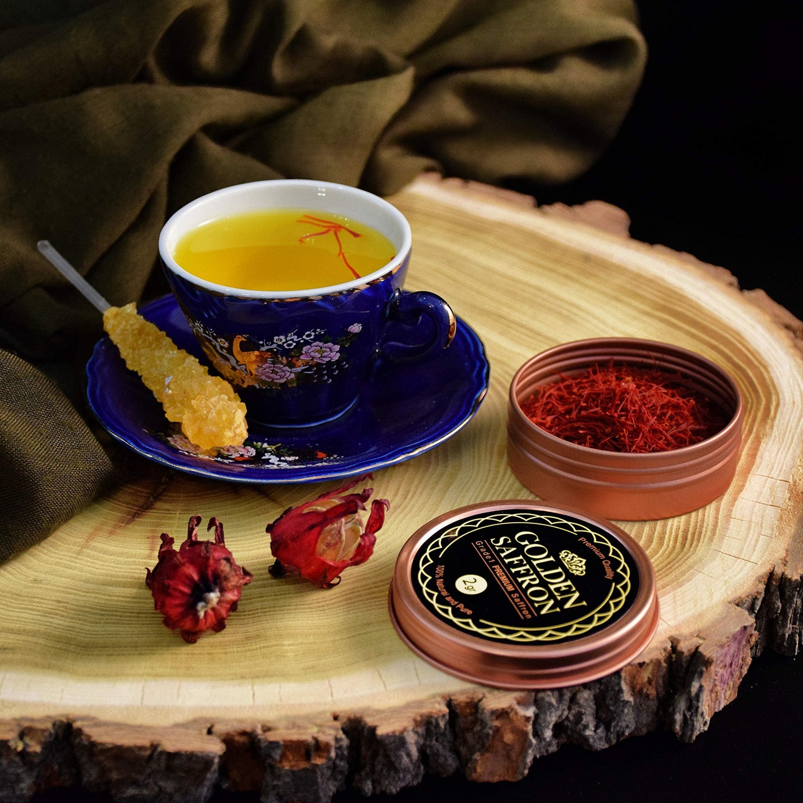 Golden Saffron, Finest Pure Premium All 2.0 Grams Standard, Red Threads