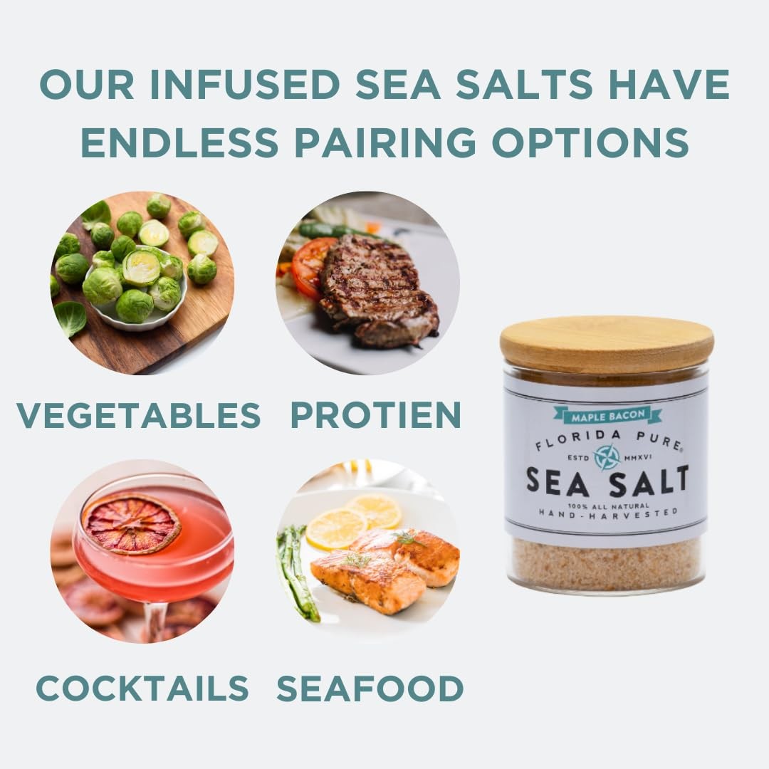 Maple Bacon Sea Salt – Smoky Bacon Salt, 80+ Mineral Sea Salt Unrefined, Non …