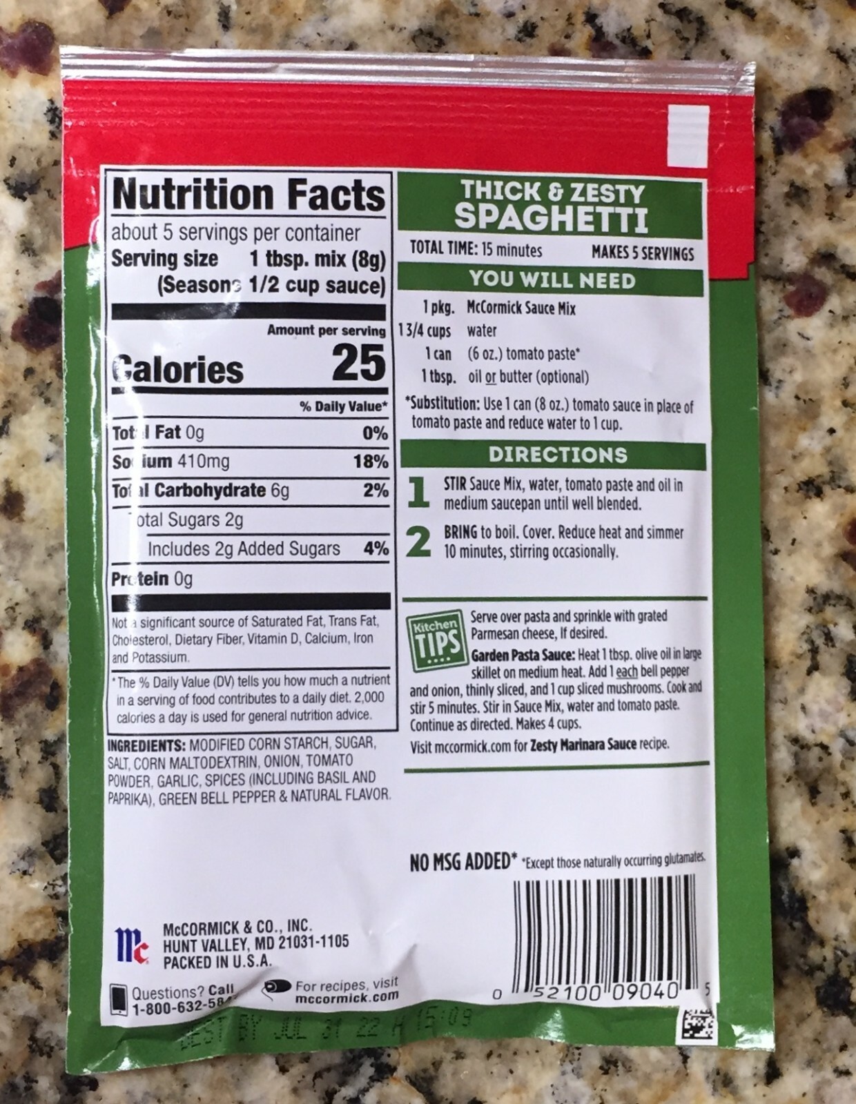 THREE (3) McCormick Thick & Zesty Spaghetti Sauce Mix 1.37 Oz