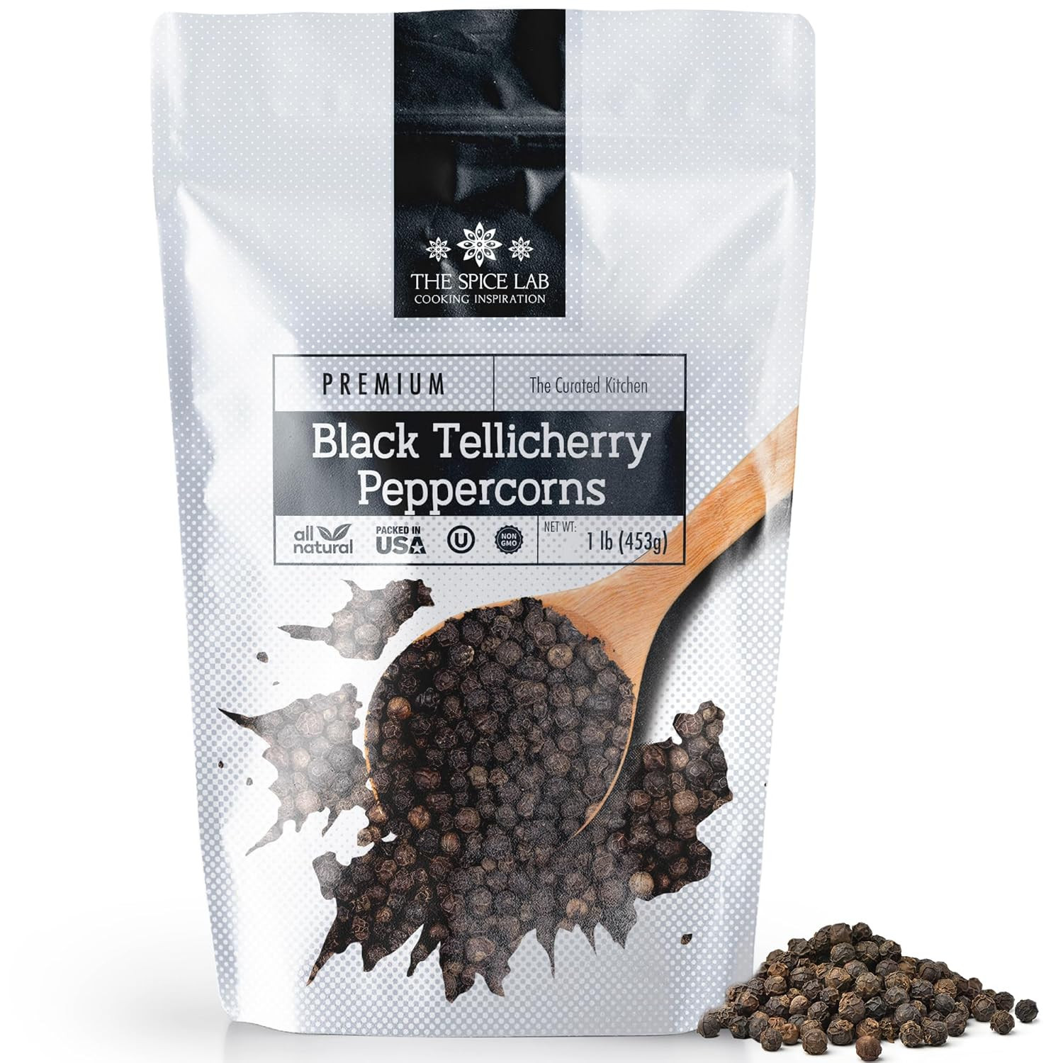 Black Tellicherry Peppercorns for Grinder Packed in the USA – Steam Sterilized K