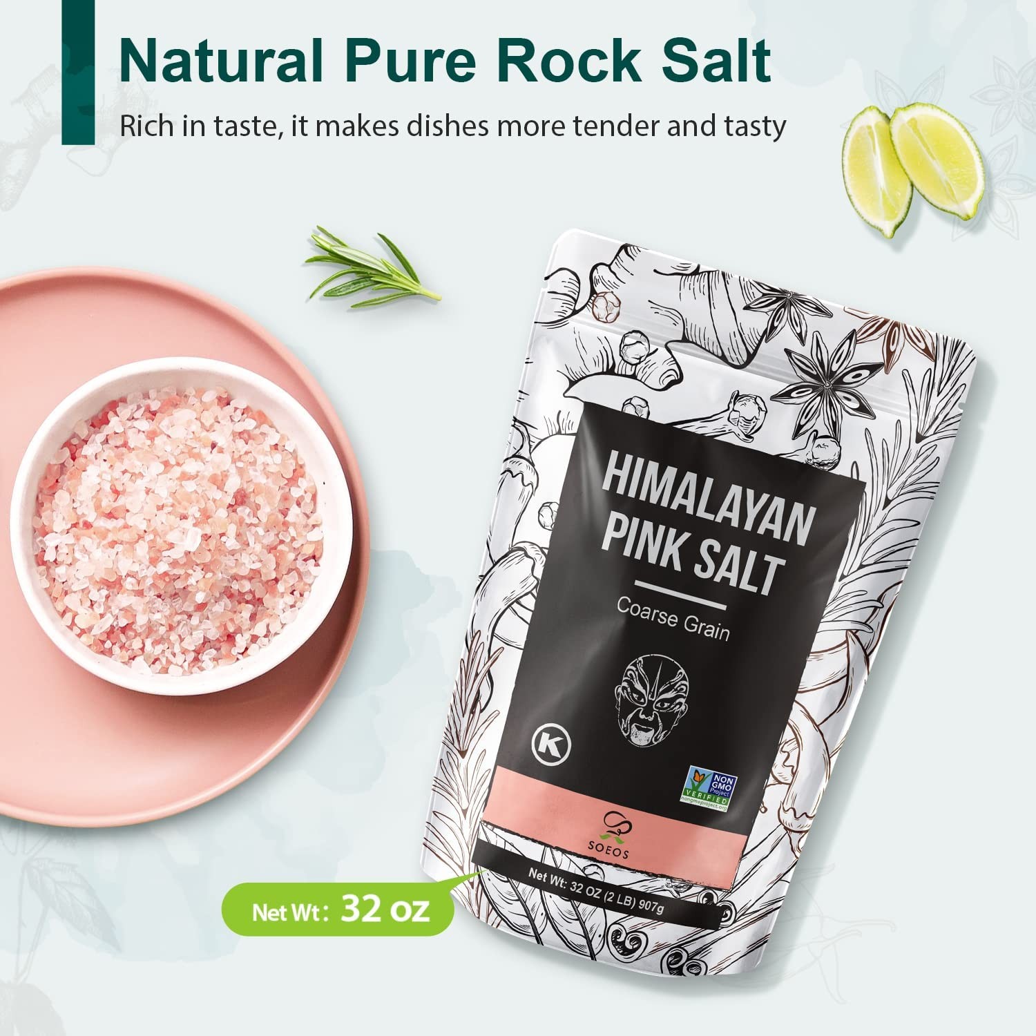 Himalayan Pink Salt Coarse Grain 2 Pound Non-GMO Kosher Natural