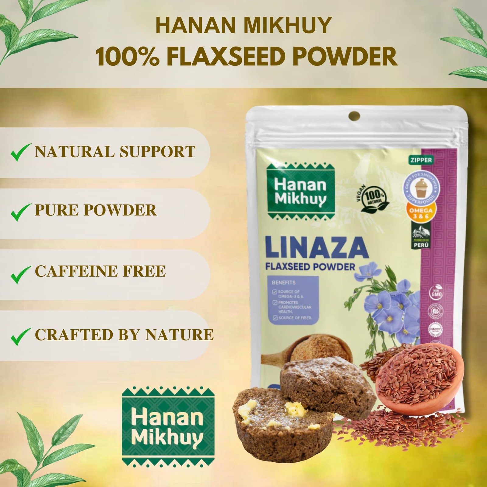 Linaza 100g – 100% Natural Flaxseed Powder for Omega-3, Fiber & Digestive Wel…