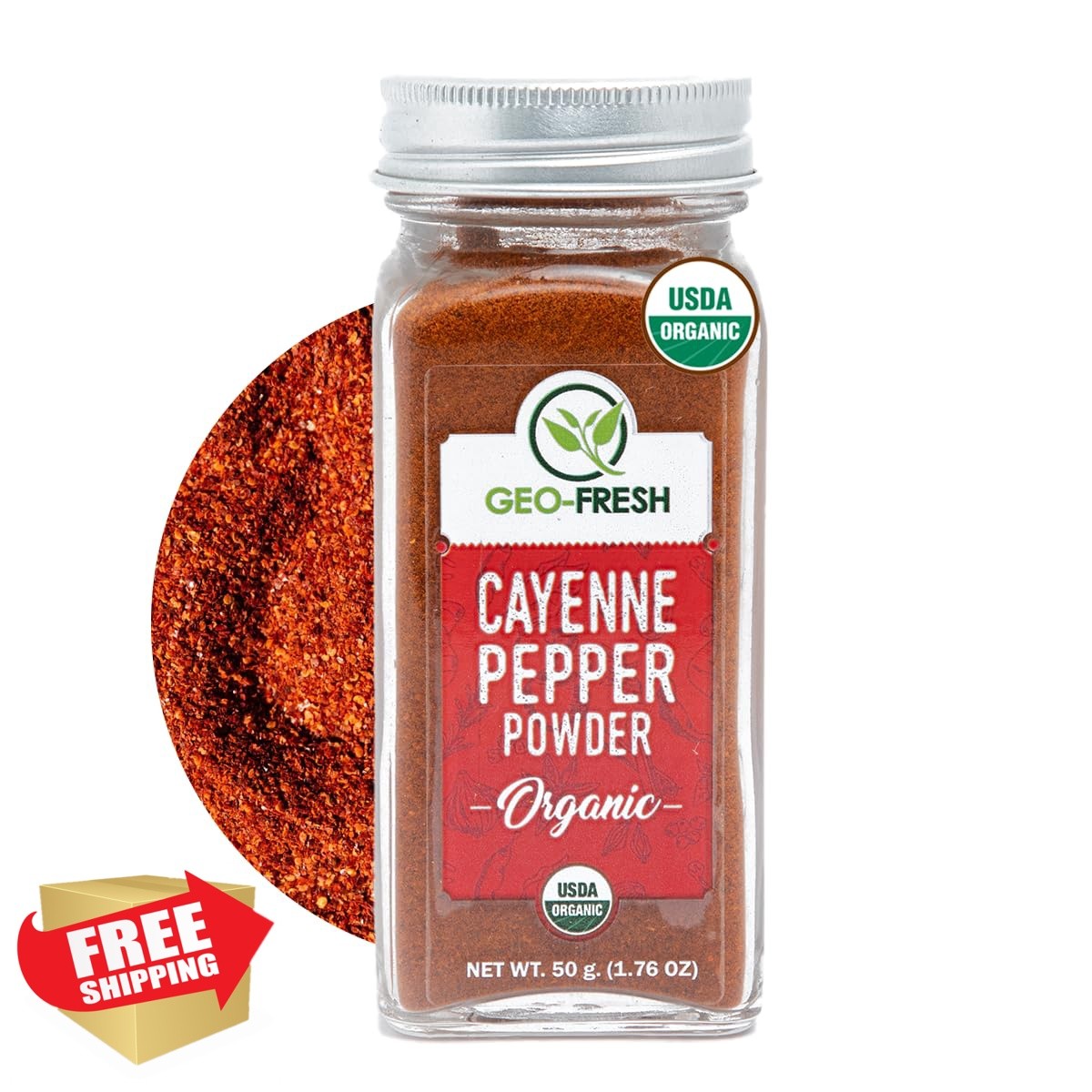 Geo-Fresh Organic Cayenne Pepper Powder, 1.76 oz (50g) – Spicy and Aromatic C…