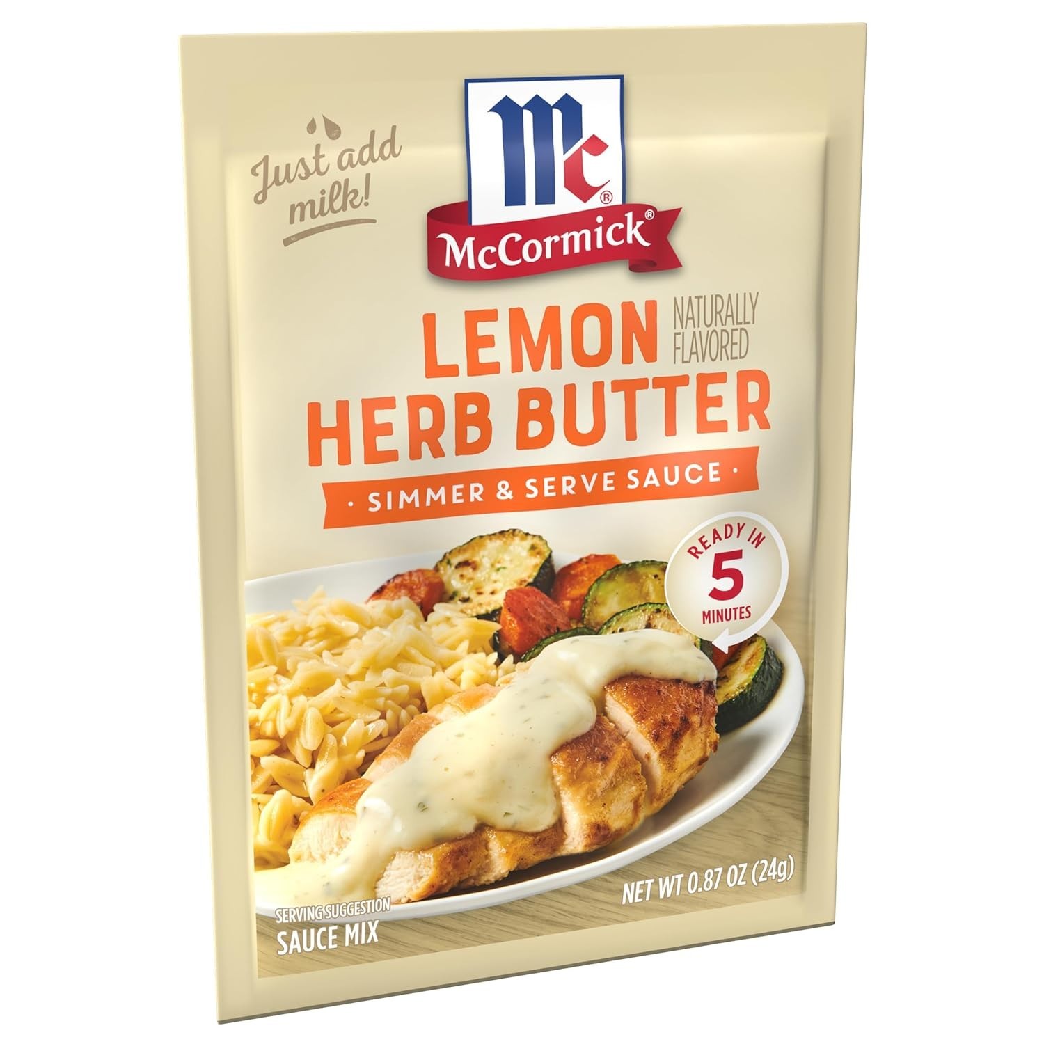 McCormick Lemon Herb Butter Simmer & Serve Sauce Mix 0.87 oz Pack of 12