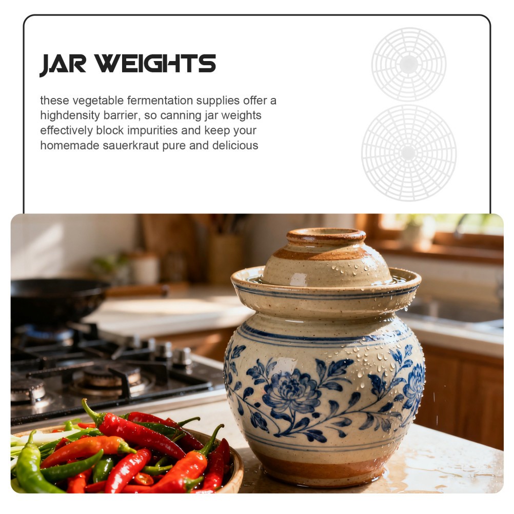 4Pcs White Plastic Jar Weights for Fermenting Vegetables Consistent Pressure