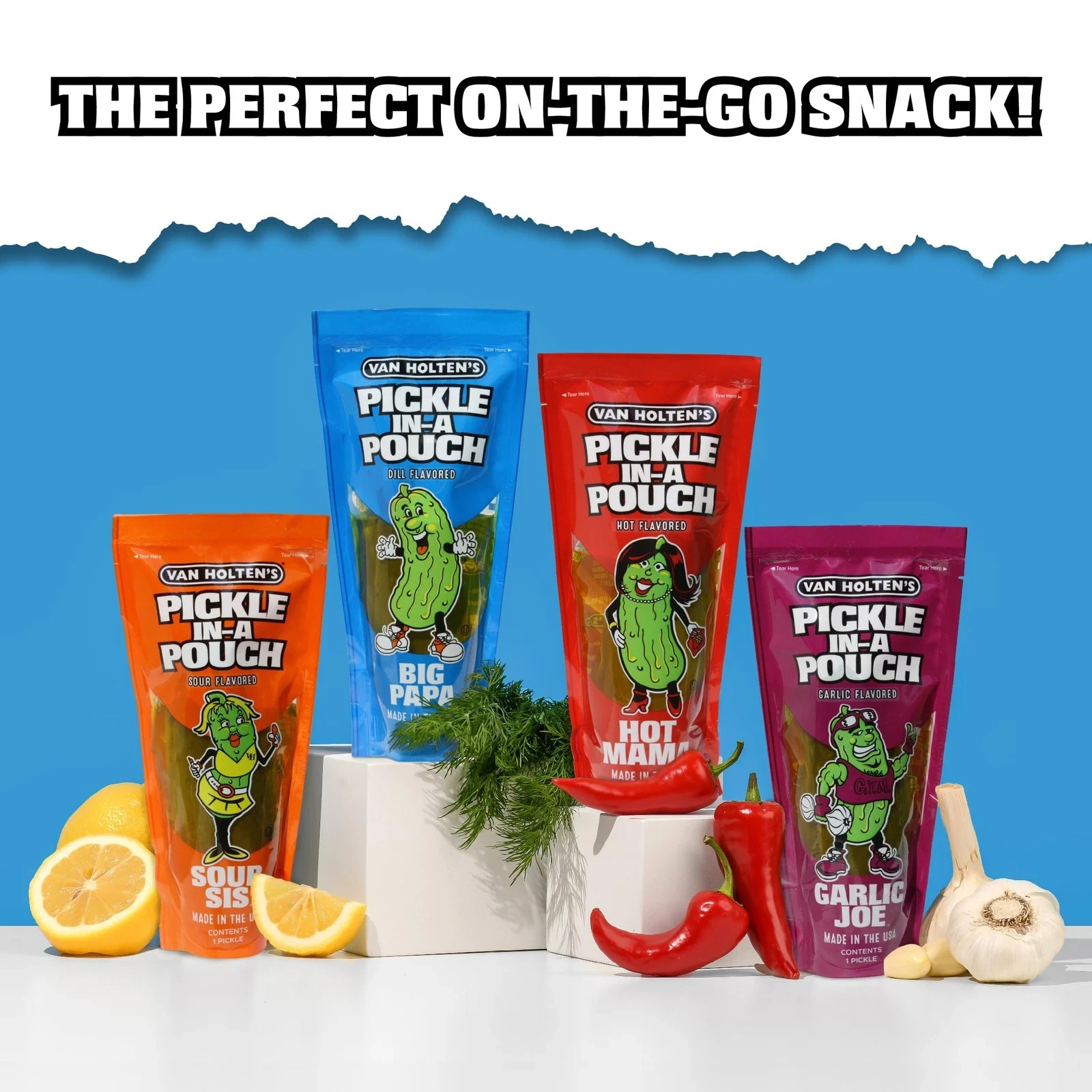 Van Holten’s Pickles Variety Pack Pickle-in-a-Pouch Sampler 8 Pack