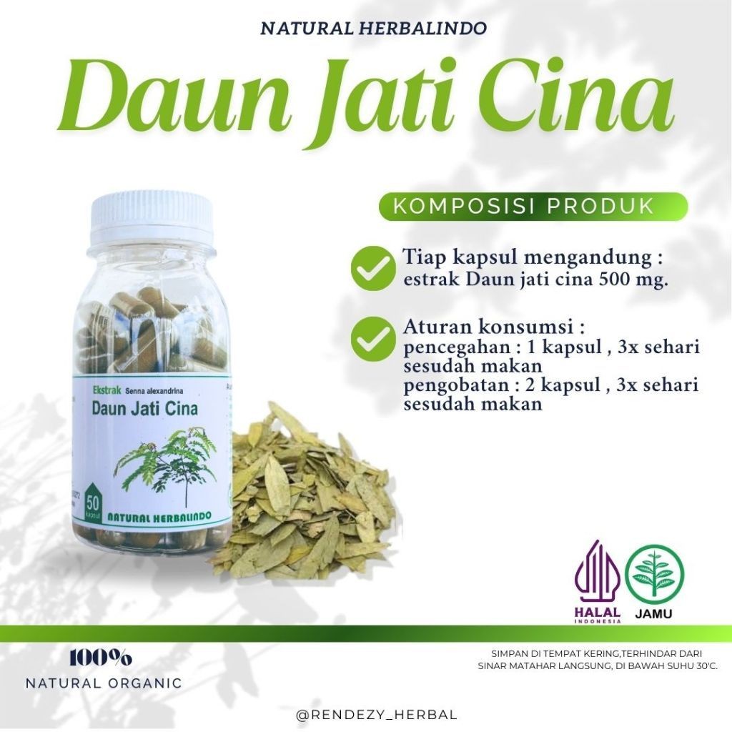 Senna (Daun Jati Cina) Capsules 50pcs 500mg Natural Indonesia