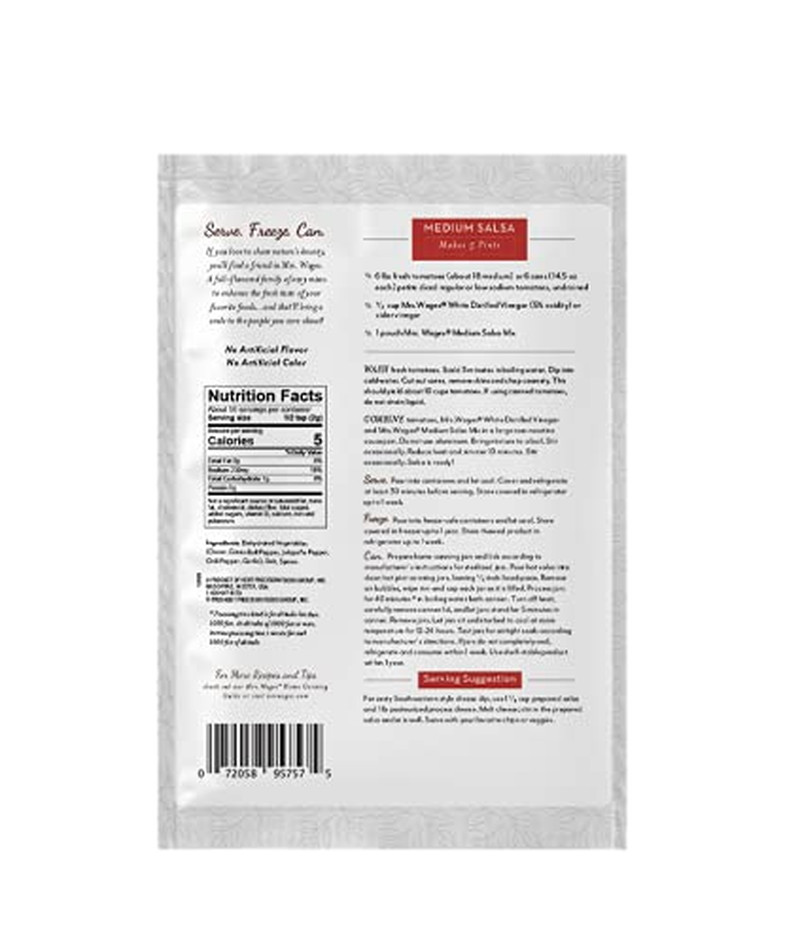 Mrs. Wages Medium Salsa Canning Mix, Easy-To-Use, Simple Homemade Salsa, Flavorf