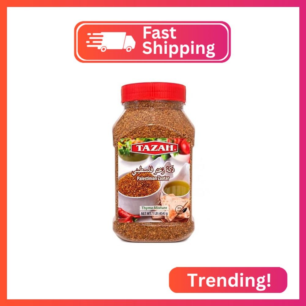 Tazah Zaatar 16oz Palestinian Zatar Spice Blend Thyme Mixture Za’atar in Jar