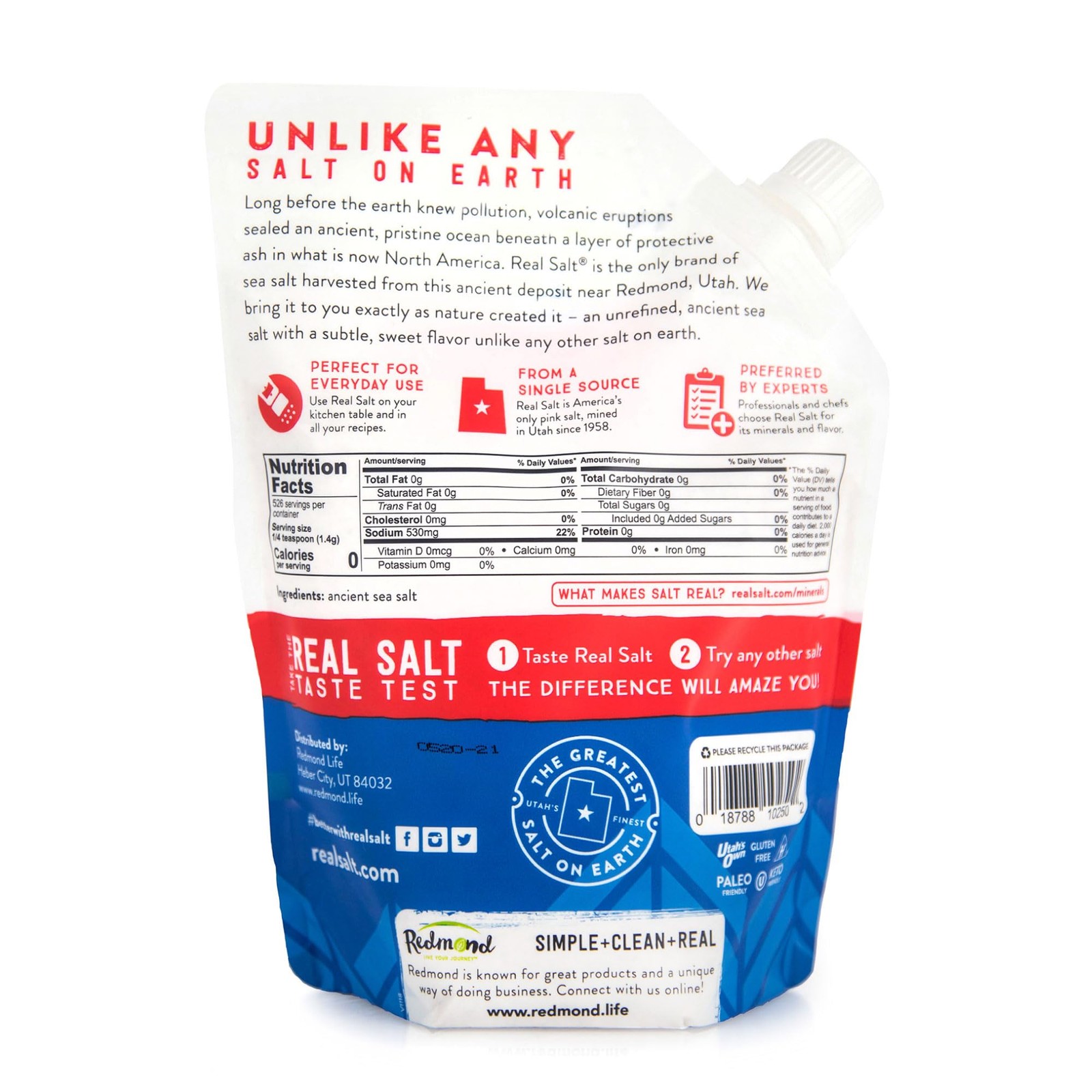 REDMOND Real Sea Salt – Natural Unrefined Gluten Free 26 Ounce (Pack of 1)