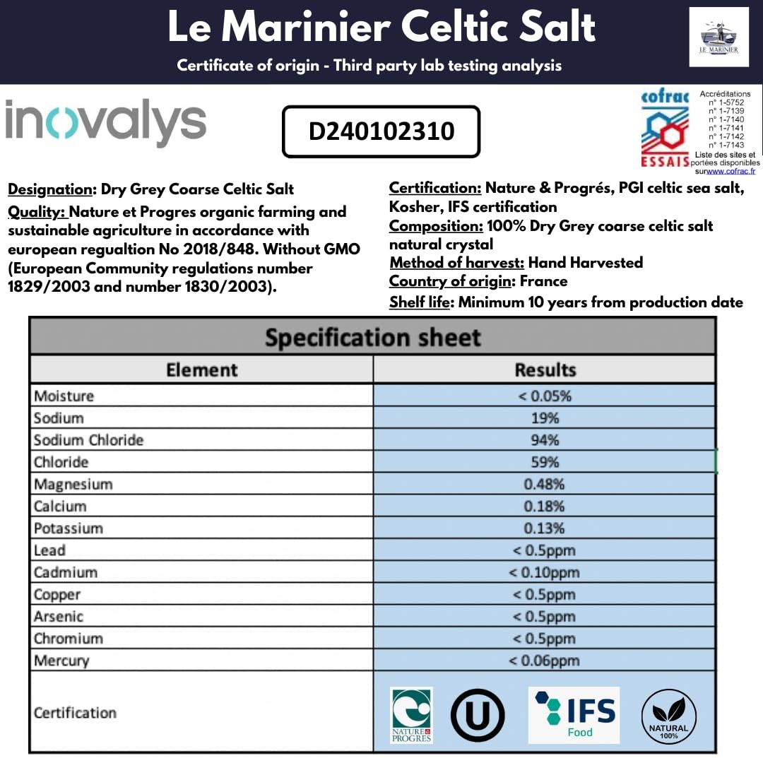 French Sea Salt Dry Grey Coarse, 0.6lb – 8.81oz (250g). Mineral Rich 100% Nat…