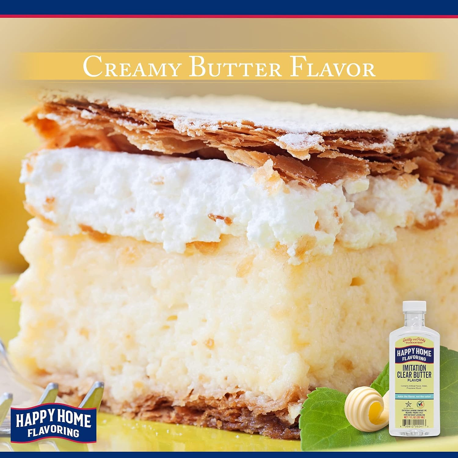 Happy Home Imitation Clear Butter Flavoring, Non-Alcoholic, Certified Kosher, 7