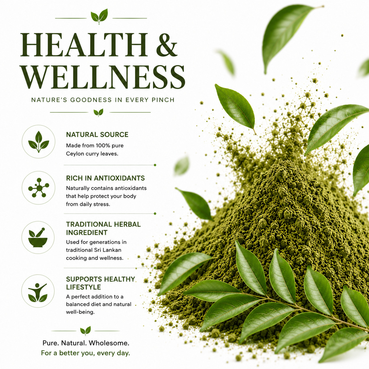 Ceylon Curry Leaves Powder Premium Sri Lankan Herb Natural Seasoning Mix