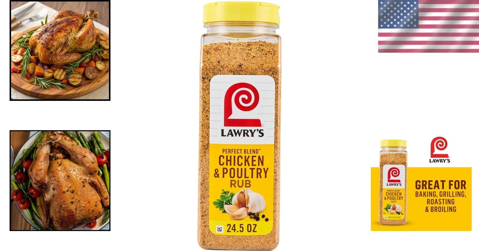 Lawry’s Chicken & Poultry Rub, 24.5 Oz – Gluten-Free Seasoning for All Ages