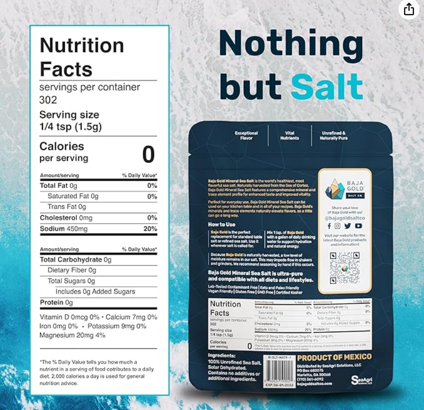 Mineral Sea Salt – Pure and Organic Natural Grain Salt for Cooking & Baking