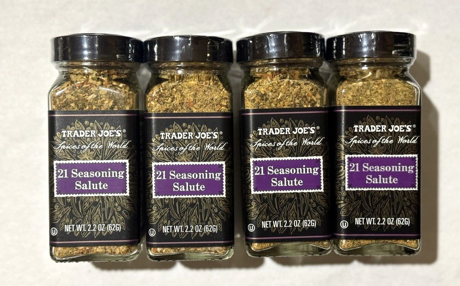 4 X Trader Joe’s Spices of the World 21 Seasoning Salute 2.2 oz ea Salt Free