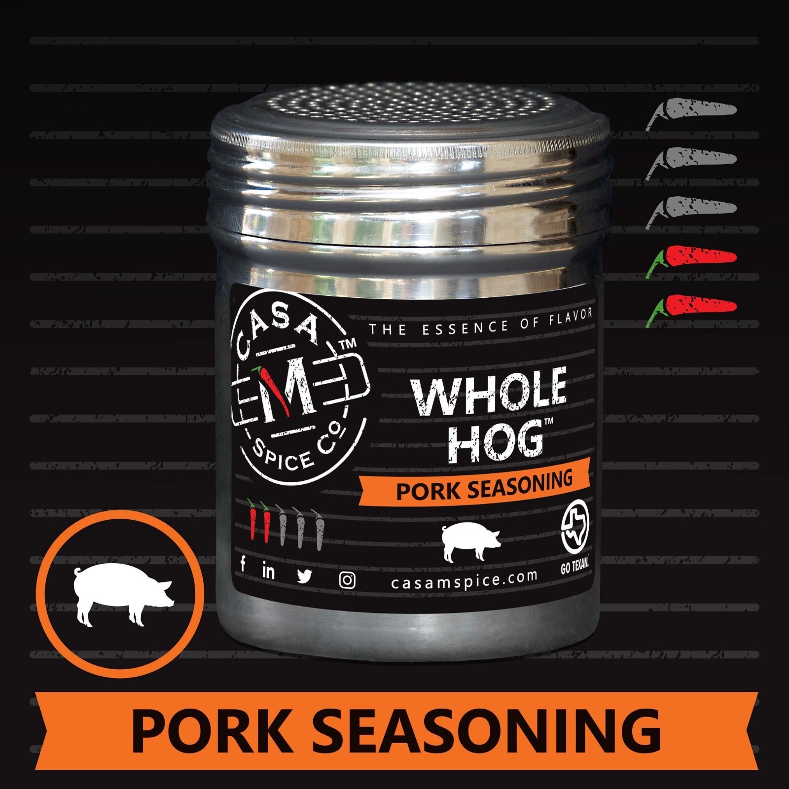 Casa M Spice Whole Hog Pork Seasoning – Gluten Free, Low Sodium – 6 oz
