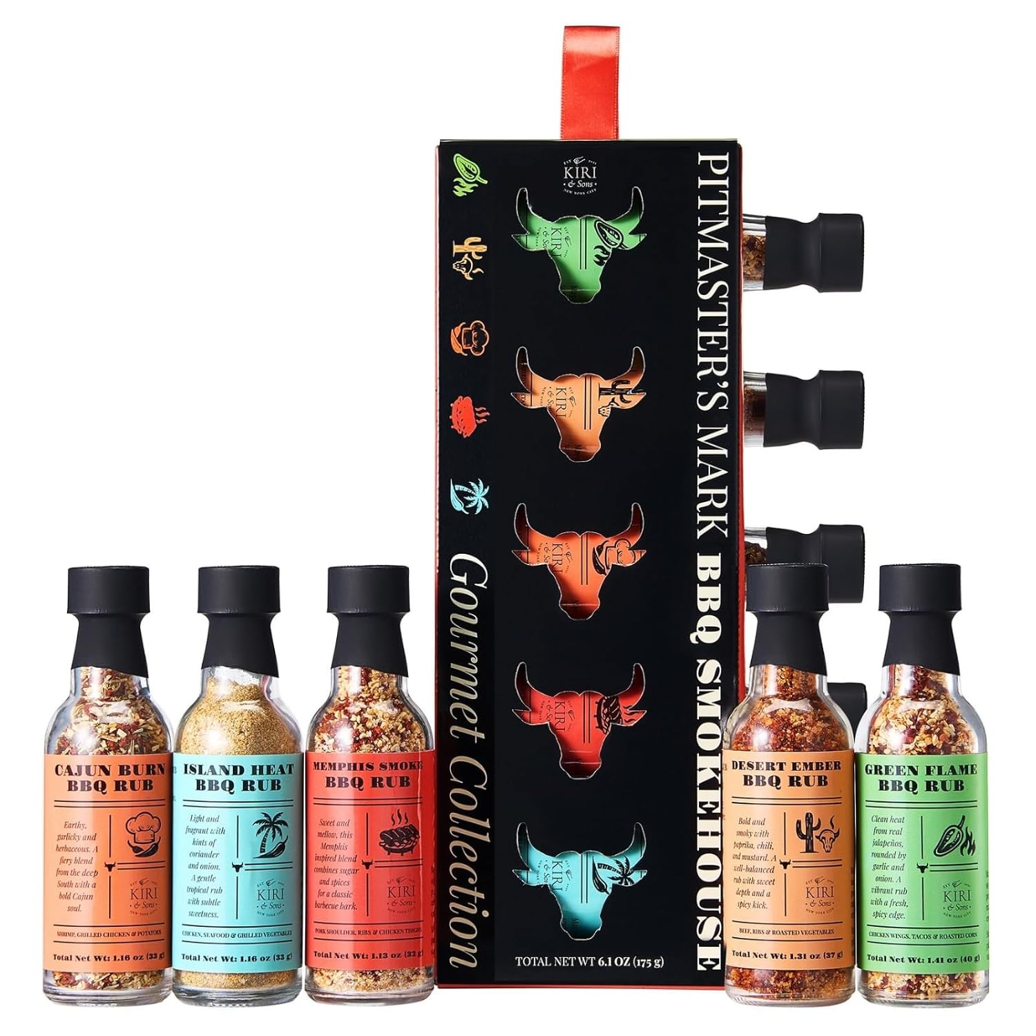 5 Piece Smokehouse BBQ Rubs Gift Set Gourmet Smoked BBQ Seasoning Blends