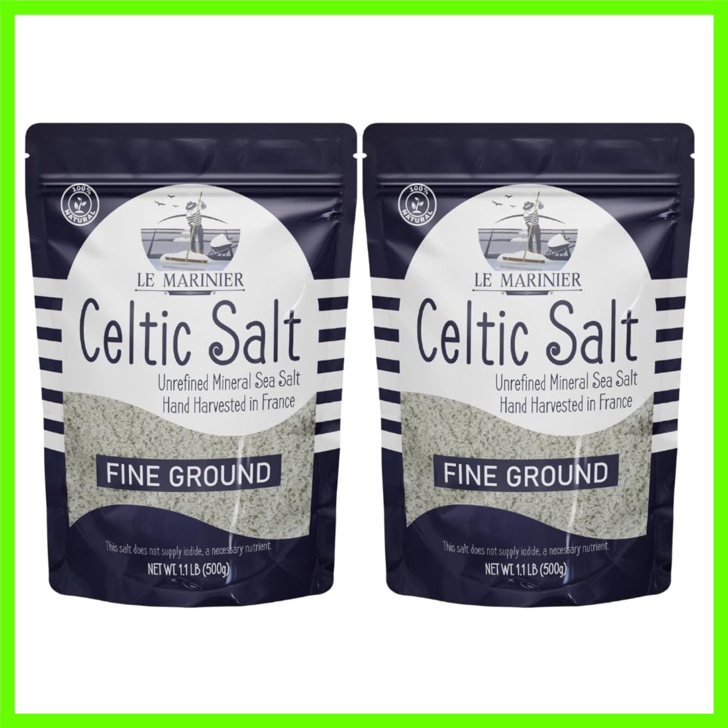 100% Natural Fine Ground Celtic Sea Salt, Kosher 36oz (Pack of 2)
