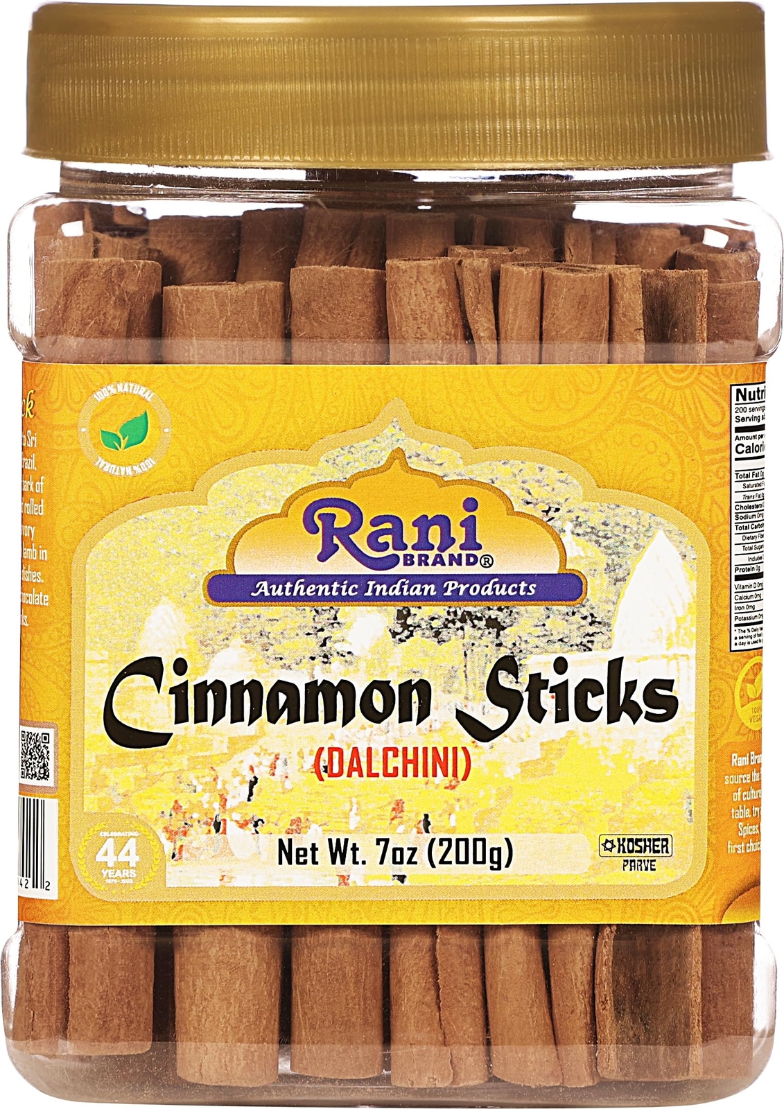 Rani Cinnamon Sticks 7oz (200g) ~ 36-44 Sticks, 3 Inches in Length PET Jar